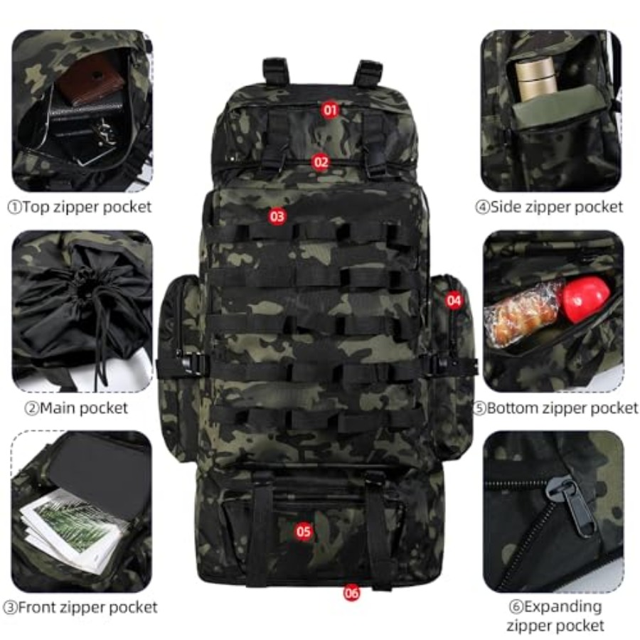 70L/100L Camping Hiking Backpa - Rain Cover Backpack recension och pris