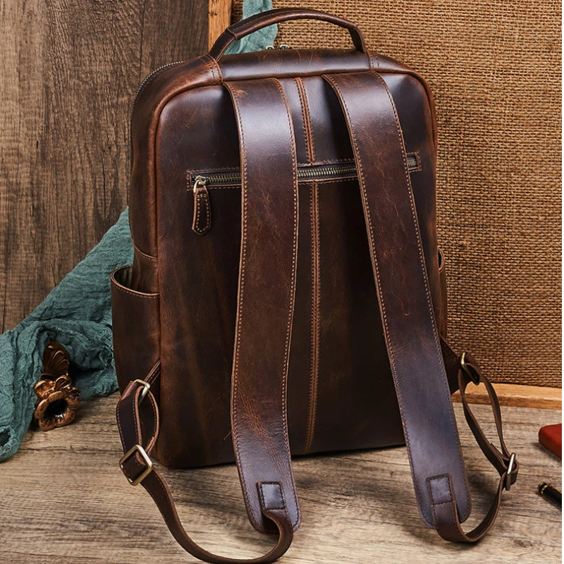 Men's Top Grain Waxed Leather  - Leather Backpack Vintage recension och pris
