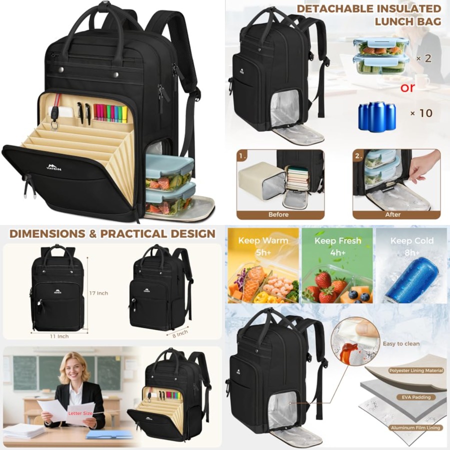 Teacher Backpack with Lunch Co - Laptop Backpack 15.6 recension och pris