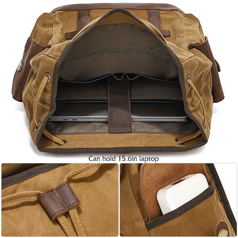 Men's Backpack Vintage Waxed C - Leather Backpack Vintage recension och pris