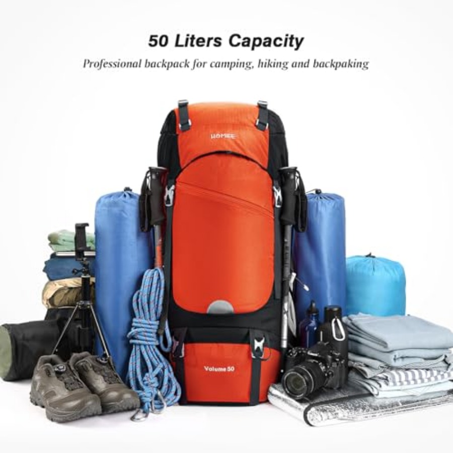 50L Hiking Backpack Travel Bag - Rain Cover Backpack recension och pris