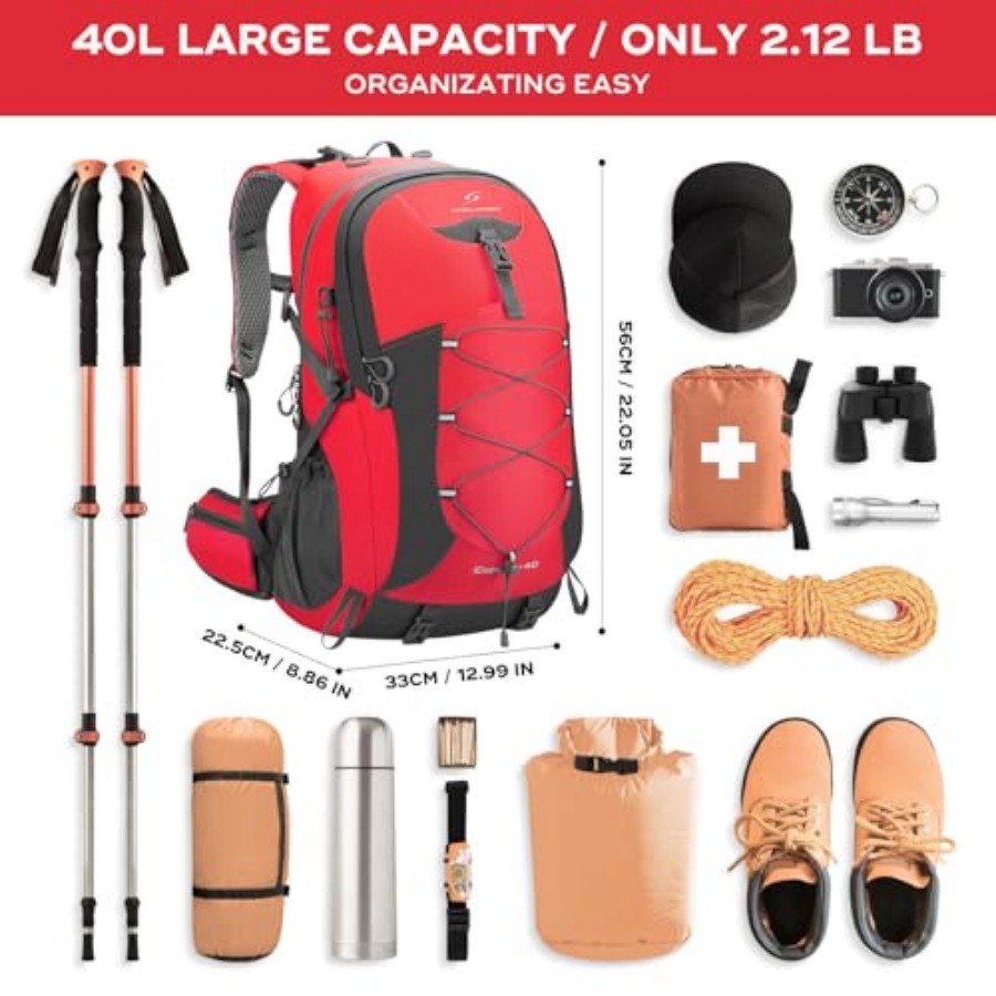 Hiking Backpack, Camping Backp - Rain Cover Backpack recension och pris