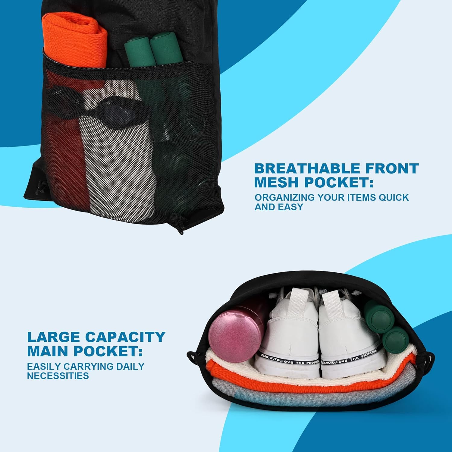 TILYMOL Drawstring Backpack Gy - Drawstring Gym Bag recension och pris