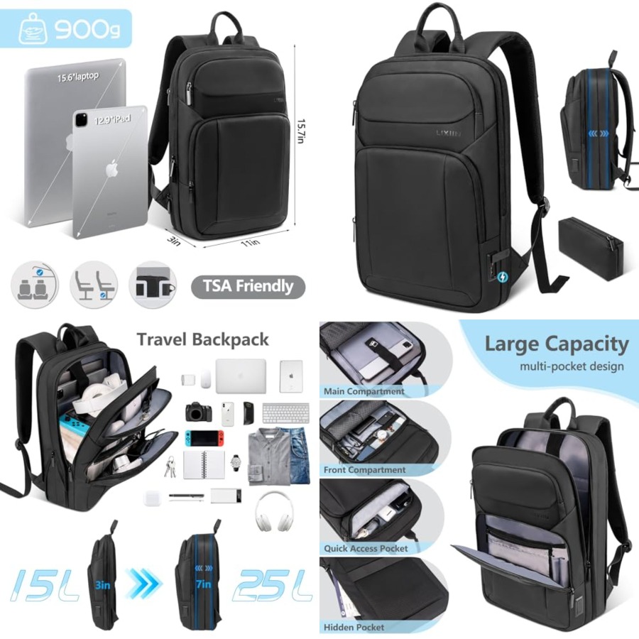 Backpack for Men Slim and Expa - Travel Backpack Anti Theft recension och pris