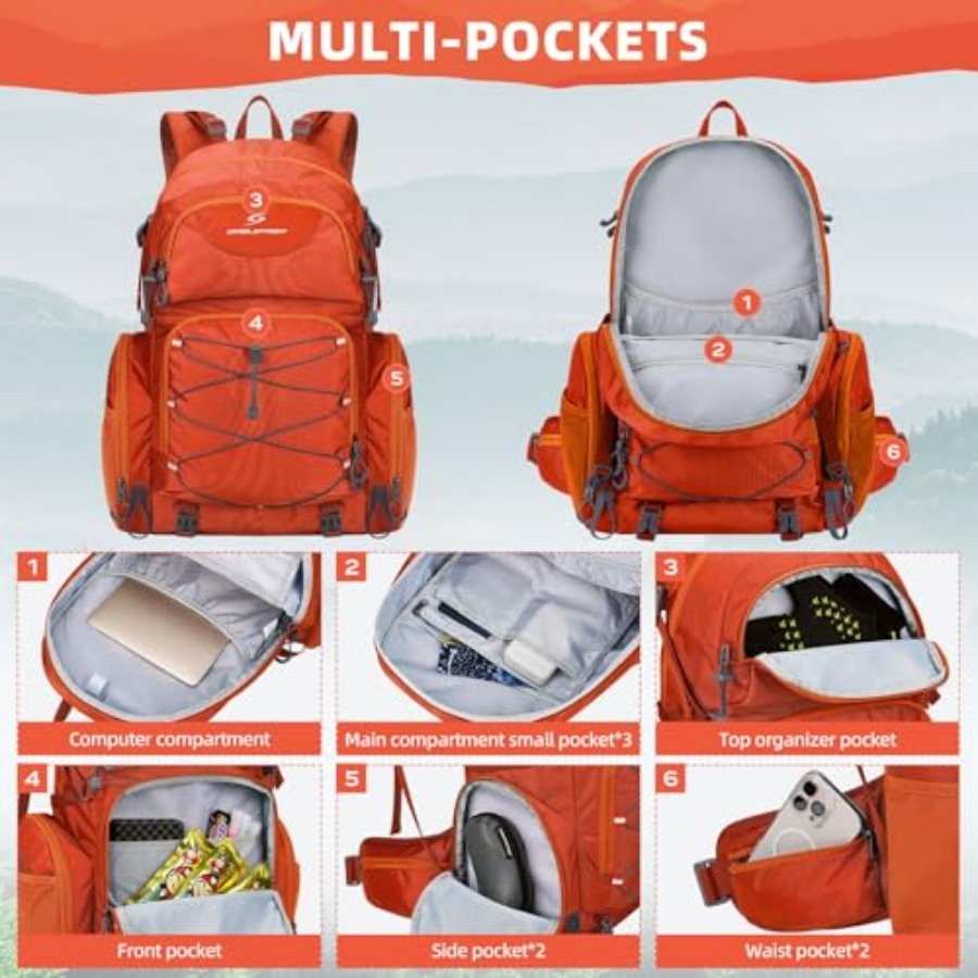 Hiking Backpack, 40L Waterproo - Rain Cover Backpack recension och pris