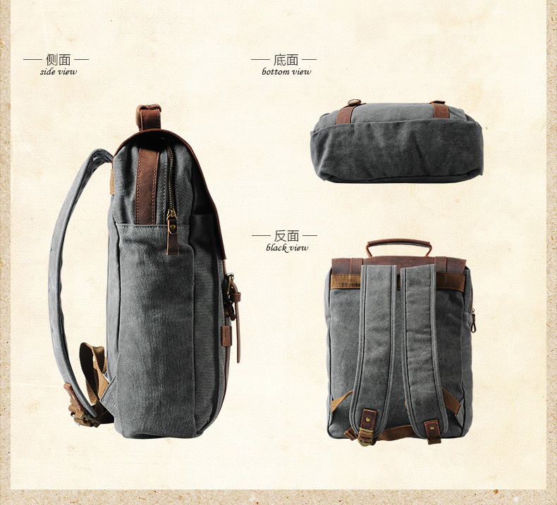 Fashion Male Backpack Leather  - Rucksack Military Style recension och pris