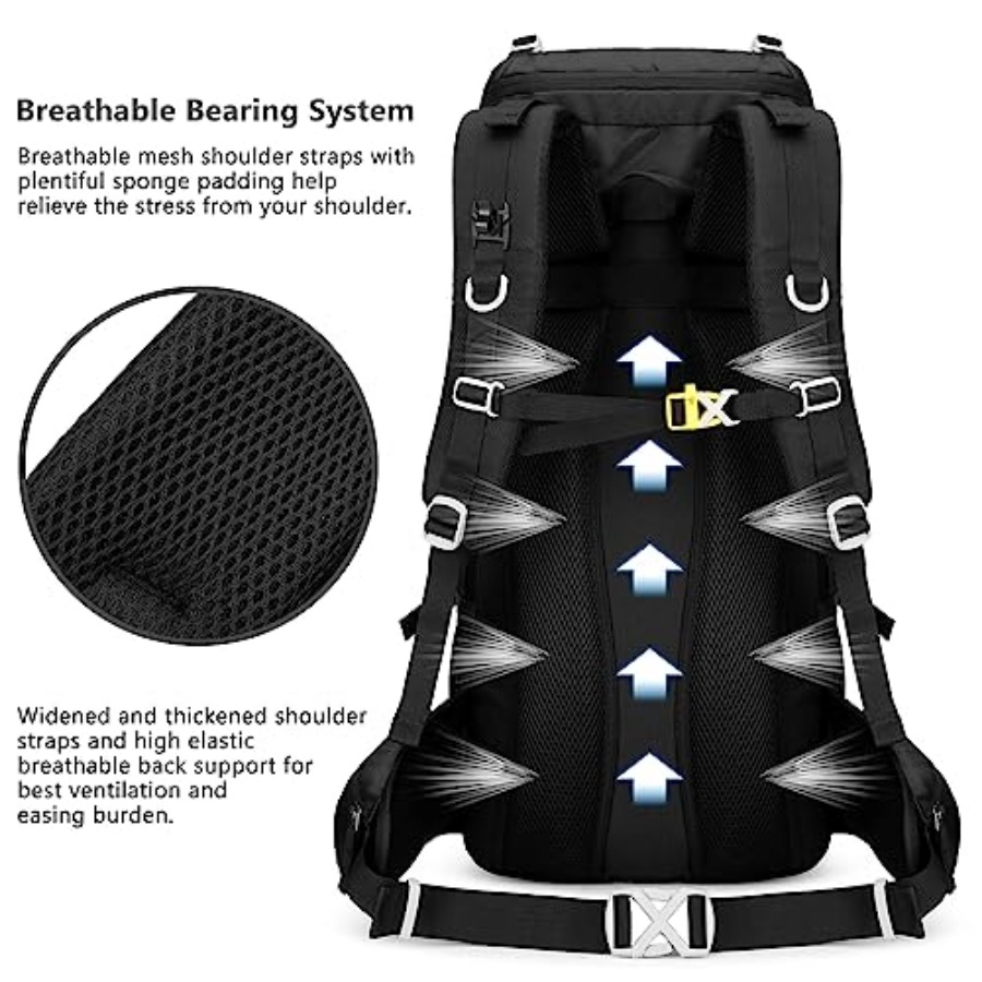 50L Hiking Backpack Men Campin - Rain Cover Backpack recension och pris