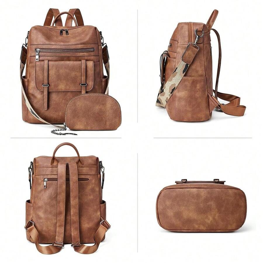 Women Fashion Vintage Brown PU - Leather Backpack Vintage recension och pris