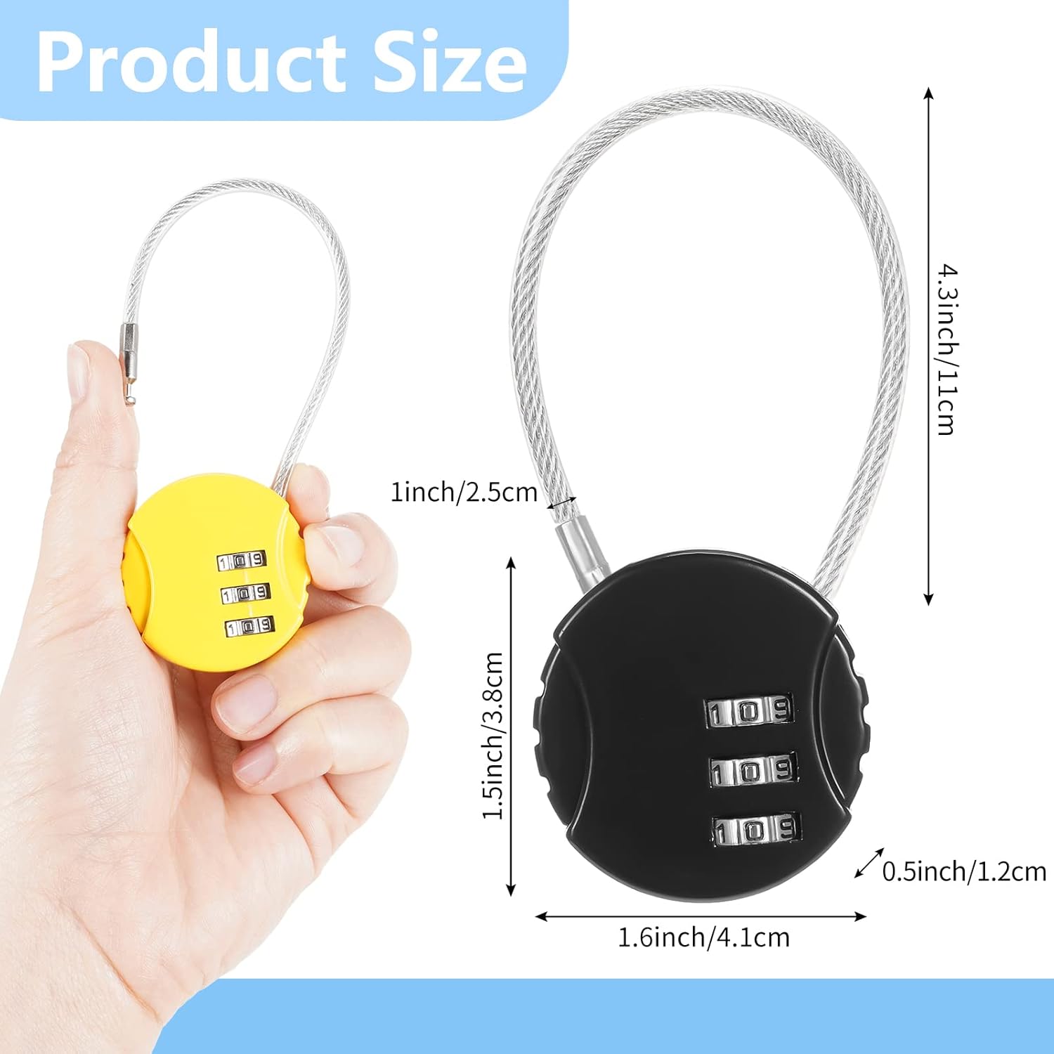 8 Pack Combination Wire Lock 3 - Backpack Lock Combo recension och pris