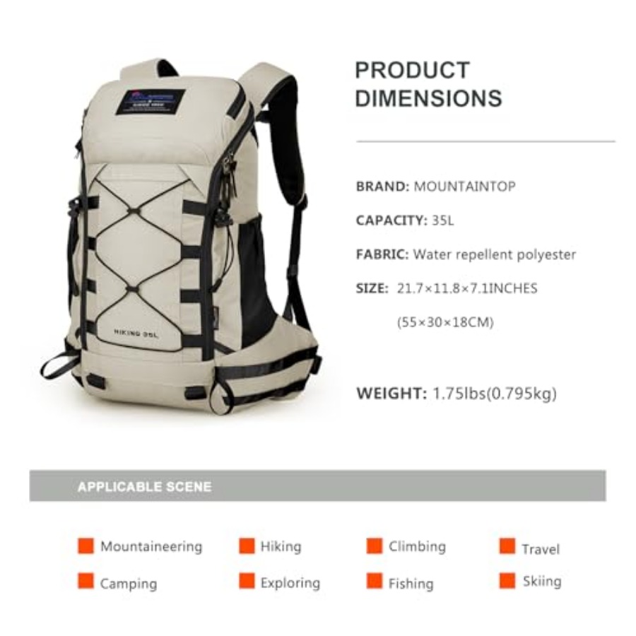 35L Hiking Backpack, Lightweig - Rain Cover Backpack recension och pris